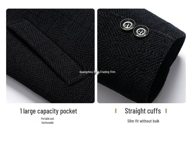 Men's Mid-length Woolen Coat - Thickened Chenille Jacket for Middle-aged & Elderly, Plus Velvet Winter Top