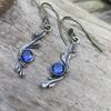 Vintage Flower Inlaid Blue Stone Earrings Geometric Creativity Silver Color Dangle Earrings for Women Jewelry