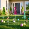 Easter Flocked Bunny Figurine Small Foam Rabbit with Bow Tie Spring Bunny Stake for Outdoor Indoor Yard Lawn Planter Pot Decor