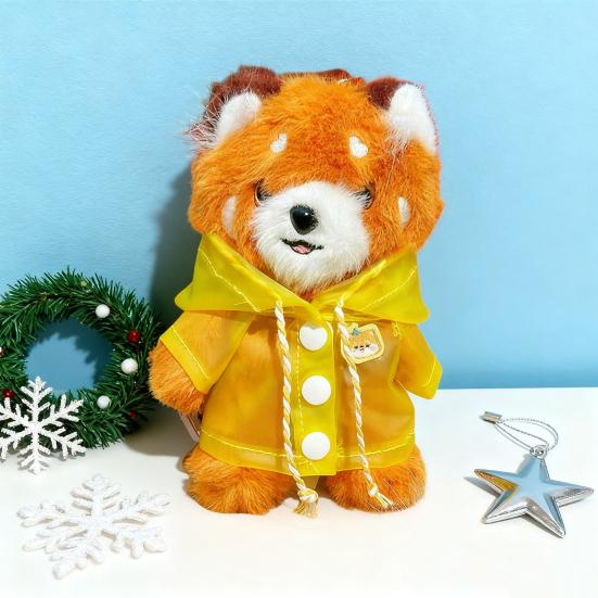 Red Panda Plush Keychain Small Cartoon Red Panda Wearing Raincoat Bag Charm Stuffed Animal Hanging Accessories for Handbag Purse
