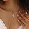 Hot Selling Diamond Inlaid Cross Pendant for Women, Rotatable, Fashionable and Versatile, Light Luxury Crown Necklace, Collarbone Chain