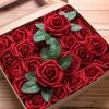 5/10/20/30/50Pcs Artificial Rose Flowers Foam Fake Rose Heads With Stems For DIY Wedding Bouquets Home Party Decoration Supplies