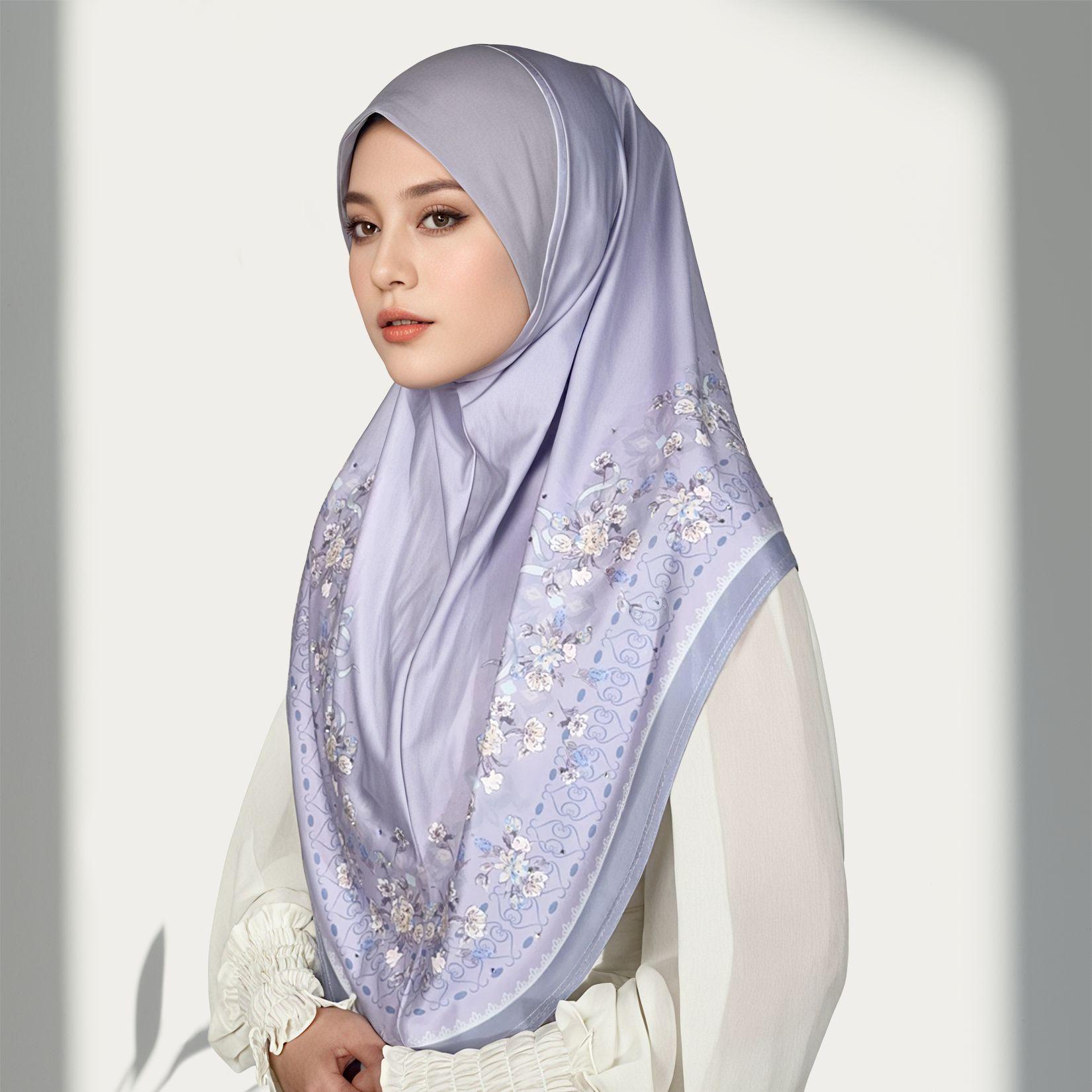 

Мусульманские хиджабы женский головной убор квадратный шарф с цветочным принтом тюрбан шапка