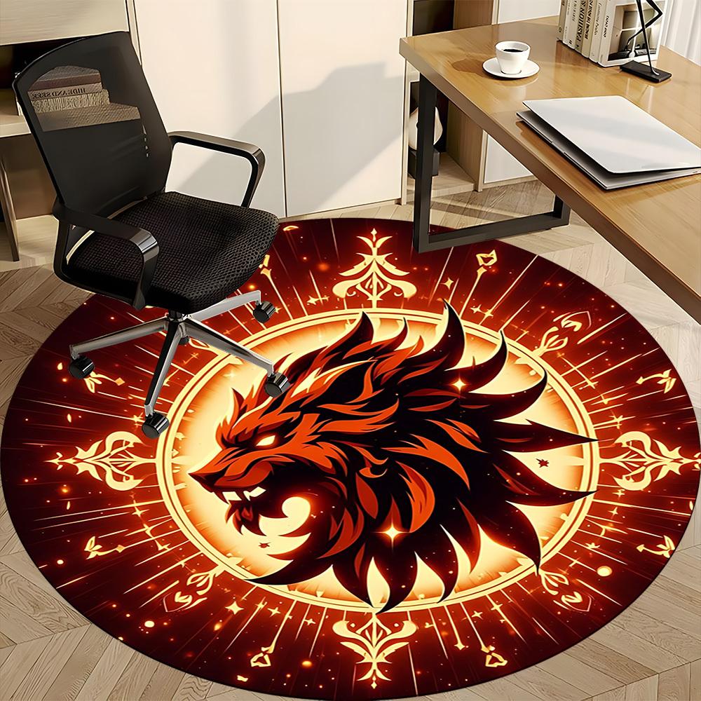 1pc Lion Head Emblem Chair Carpet for Office Non-Slip Mat for Office - Decorative Floor Mat yy251030253