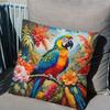 Vivid Parrot & Tropical Floral PillowcasesLiving Room Sofa Cushion Cover, Soft and Comfortable, Bedroom Room Decoration