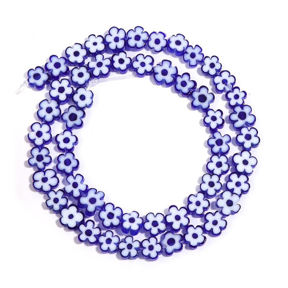 1 Strand Colorful Thousand Flower Lampwork Beads Flat Plum Blossom Loose Beads DIY Handmade Crafts Bracelet Jewelry Accessories
