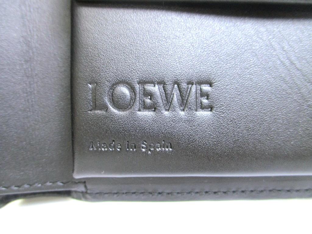 Authentic LOEWE Anagram Black Leather Bifold Wallet Compact Wallet #b250  Open Box