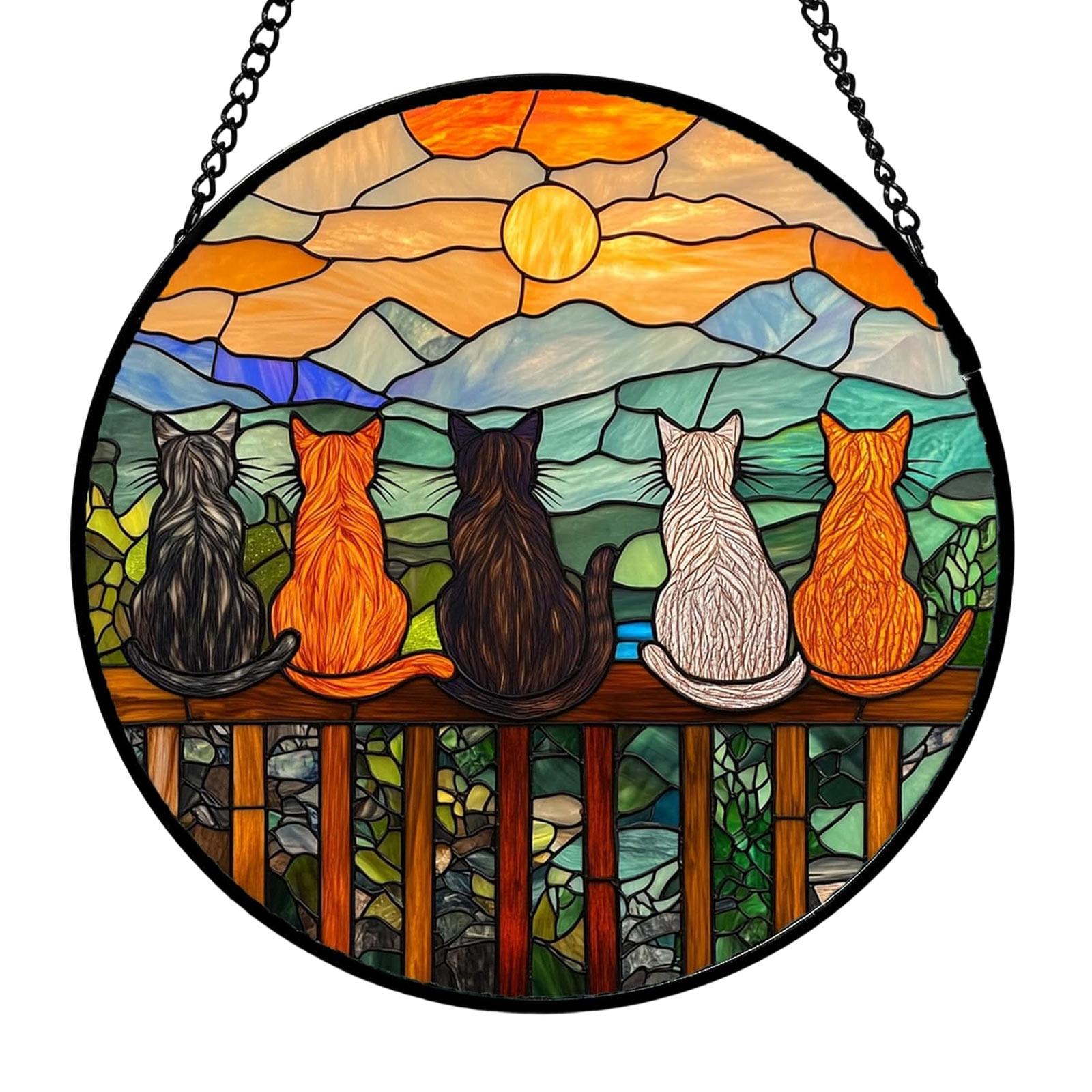 

Stained Glass Window Hanging Puzzle Ornament for Garden Kitchen Sunroom Home Decor with Intricate Design and Lightweight Construction One Size