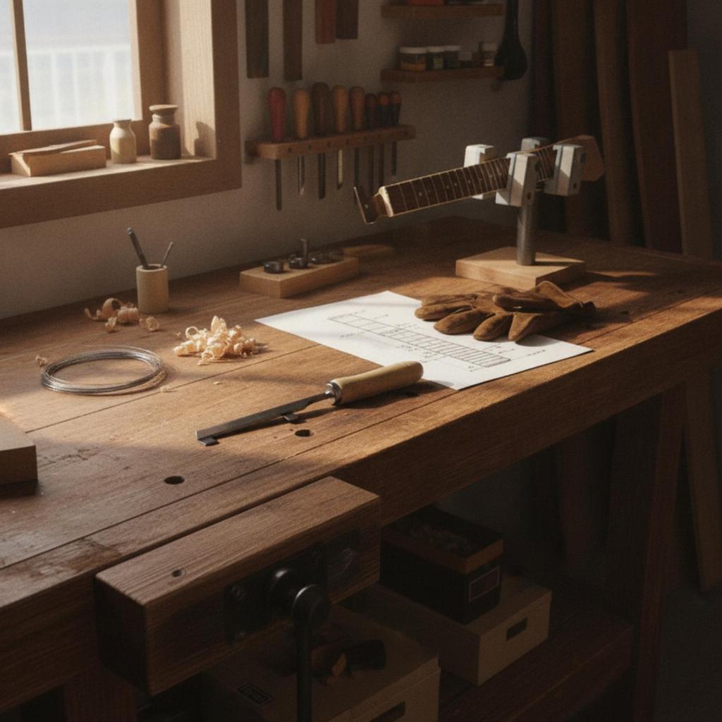 Sierra para Limpiar Ranuras de Trastes Mango de Madera Profundización Precisión para Luthiers, Diapasón
