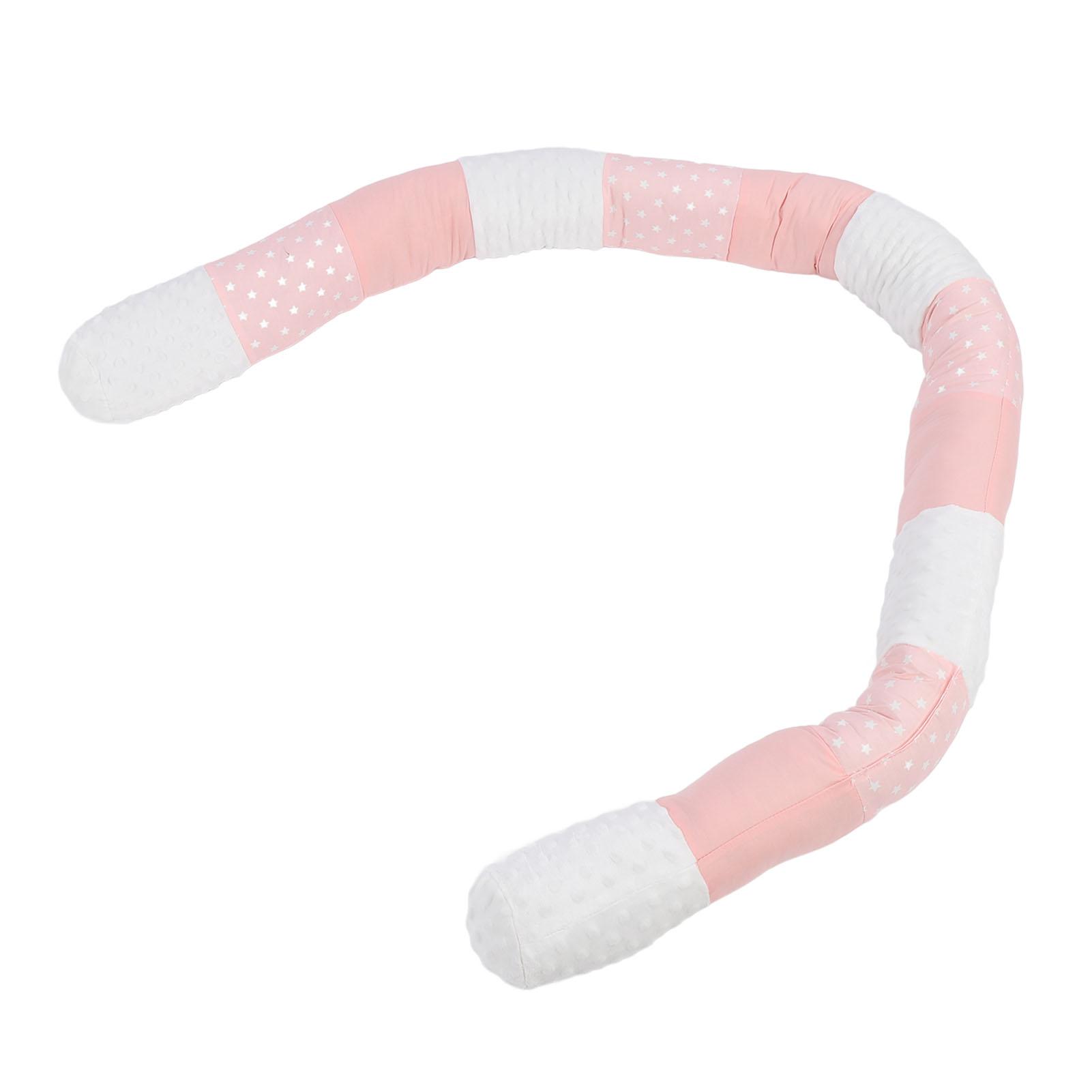 Neoglint Kussen rondom wieg 360 graden bedekking katoen baby wiegbeschermer voor stapelbedden full queen en roze