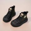 Kids Black High Top Thick Sole Casual Lace Up Boots