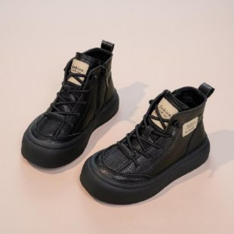 Kids Black High Top Thick Sole Casual Lace Up Boots 27 чёрный