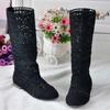 Comercio exterior nuevo primavera tejido hueco botas red de botas botas altas botas Martin botas planas de una sola suela botas frescas mujer