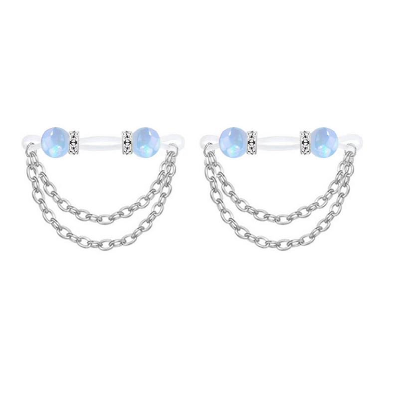 New 1 Pair Adjustable Fake Nipple Rings No-Pierce Acrylic Nipple Rings With Glitter Beads Perfect For Party