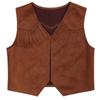 Boys Western Cowboy Vest Pointed Hem Fringe Decor Open Front Design Cosplay Halloween Costume