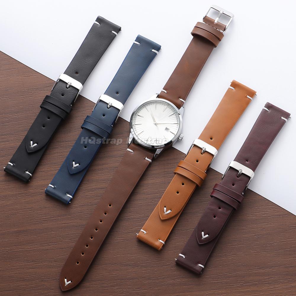 18mm 20mm 22mm Quick Release Bracelet Vintage PU Leather Watch Strap for Seiko for Huawei Watch GT5/GT4/GT3 Universal Watchband
