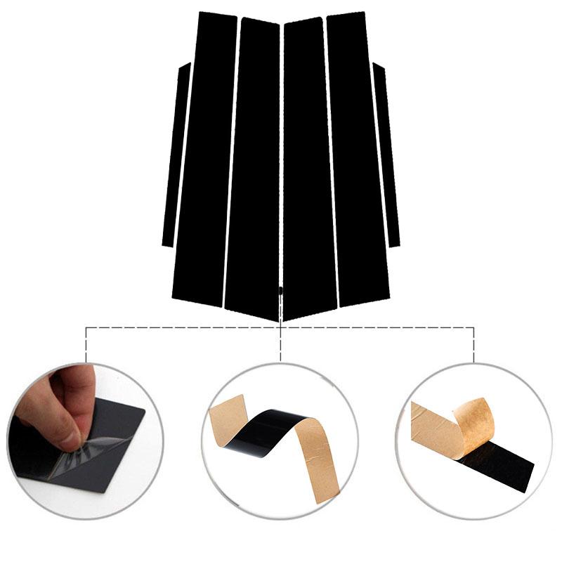 6Pcs Polycarbonate for Toyota Corolla E140 2007-2013 Car Door Window Pillar Center Post Trim Stickers Auto Styling Decoration