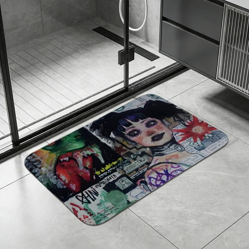 Floor Mat Diatomite Bath Mat, Quick Dry, Absorbent, Multi-Scene Mat Anime L-LOVE, D-DEATH + R-ROBOTS 40x60cm