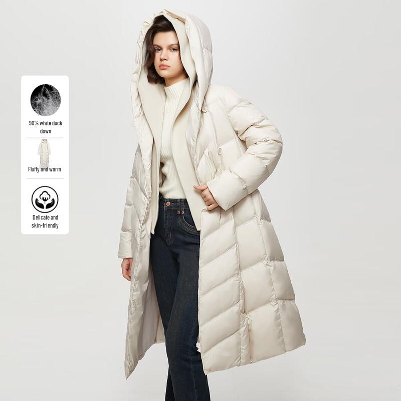 Tatue Women's Mid-Length Solid Hooded Down Jacket