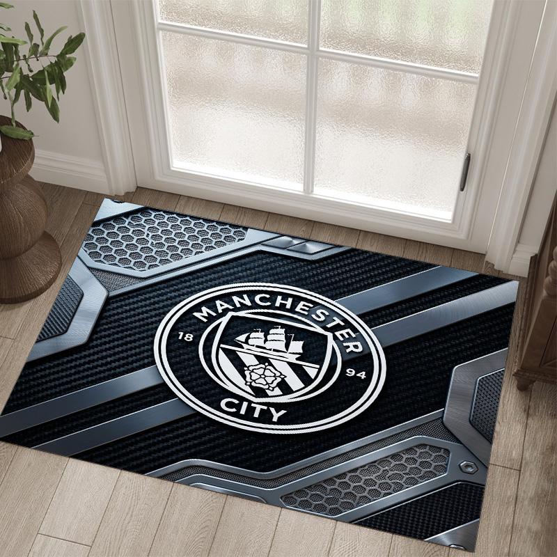 Manchester City Design Krystalfløjl Tæppe Hyggeligt Ikke?Skridsikkert Tæppe med Print til Soveværelse Stue Entré
