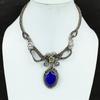 Lapis Lazuli Necklace Handmade Jewelry, 999 Copper Wire Wrapped Necklace Designer Gemstone Jewelry Adjustable Chain Necklace Gift For Mom