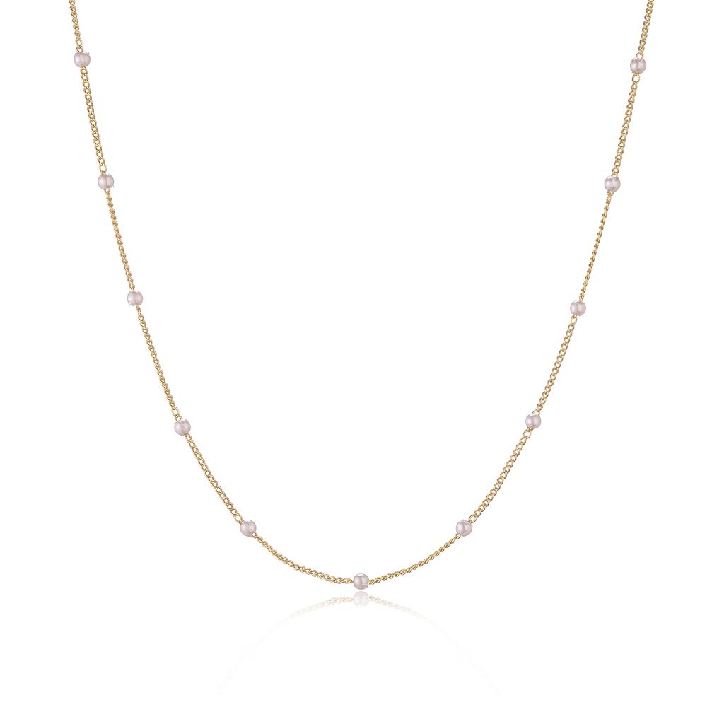 18K Gold Plated Perlen Damen Halskette K-pop Perlen Choker Halskette Goldfarbe Blume Choker Zirkon