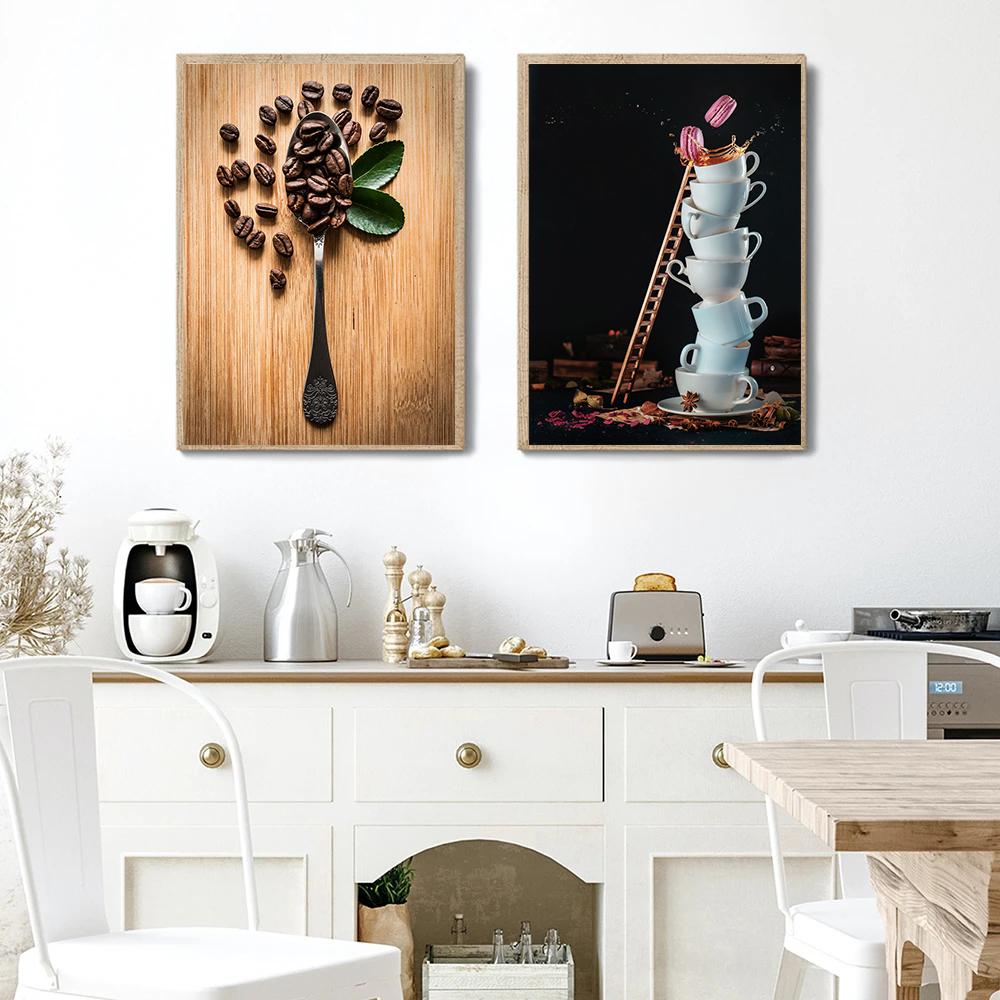 Vintage Hand Ground Coffee Canvas Painting Latte Planet Poster Prints Bars Kitchen Cafe Wall Art Picture Home Restaurant Decor