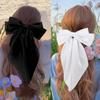 4Pcs Hair Bows Clips For Women, Black Bow White Bow Pink Bows Bow Hair Clips For Women Ribbons Bow Barrettes Satin Hair Bows Long Tail Clips