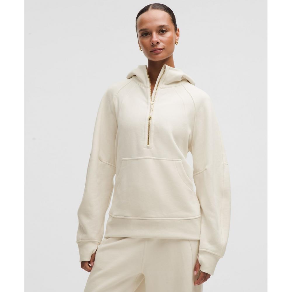 Lululemon Scuba Oversized Half Zip Hoodie Long Light Ivory Gold