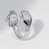Open Ring Exaggerated Arm-Circling Shape Three-Dimensional Sculptural Design Wraps Finger Ring Hip-Hop Street Style Statement Ring