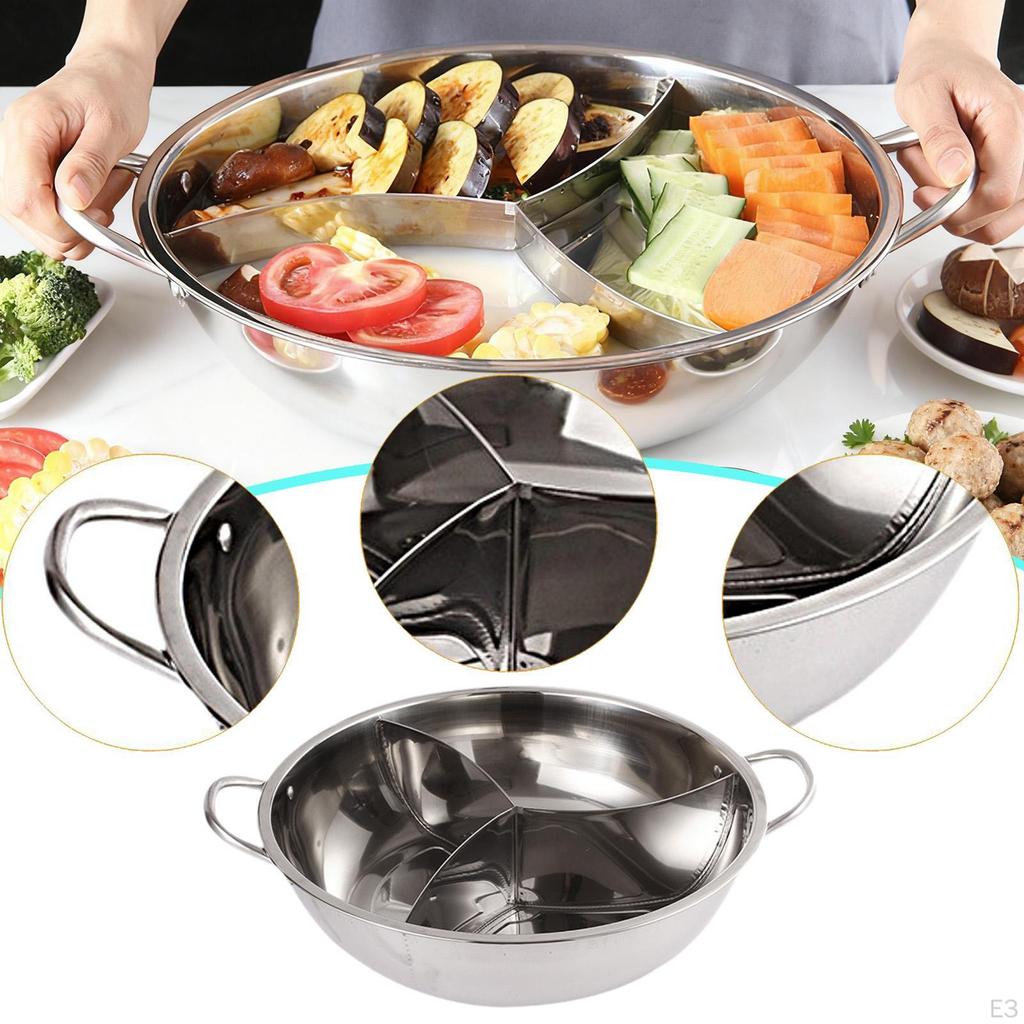 Stainless Steel Divided Pot Cooking 3 Favor Chinese Soup Cookware Multifunctional for