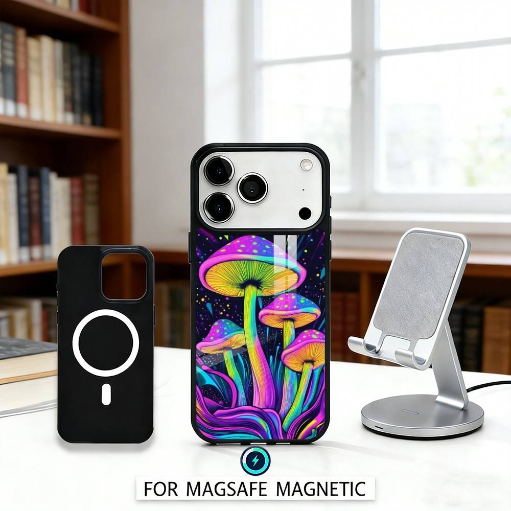P-Psychedelic C-Colored M-Mushroom Phone Case For iPhone 17,16,15,14,13,12,Pro,Max For Magsafe Magnetic Wireless Charging
