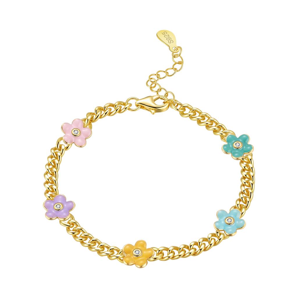 PANPOKI New 925 Silver Blue Feather Lucky Symbol Bracelet Chain Link Women Bracelet Jewelry Party Trendy Gifts