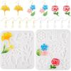 Elecrelive 2 Sets Flower Silicone Pendant Molds with Ear Wires Resin Jewelry Casting Molds for UV Resin Stud Dangle Earring Necklace Keychain Making