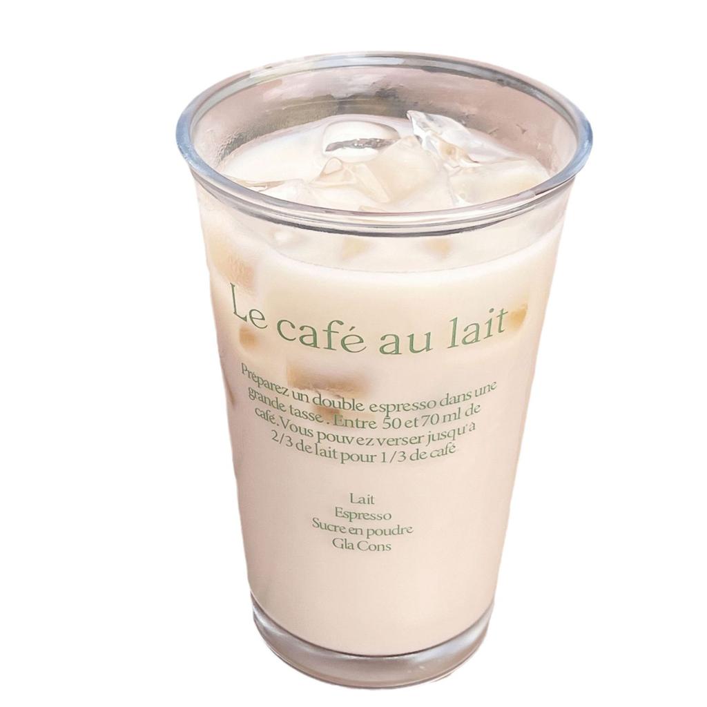 Korean Glasses Cold Cup Premium Glass Cups With Lids And Straws For On Go Sipping Creative Letters