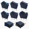 Mxuteuk 8pcs 12V Illuminated Rocker Switch Toggle Power SPST ON-Off Switch Snap-in 3 Pin 2 Position Red Yellow Green Blue LED Light, Use for Car Auto