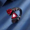 Jewelry Copper Bottom Gold-Plated Simulation Color Treasure Corundum Black Gold Fat Triangular Ring Female 8 * 8