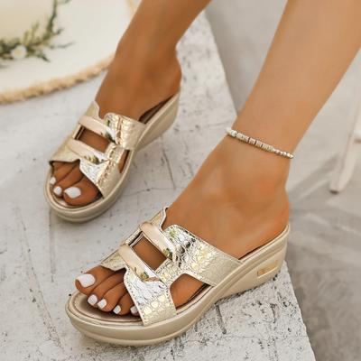 Sandali da Donna 2025 Sandali Slingback Casual Estivi Leggeri Ciabatte da Donna Sandali con Zeppa Piattaforma Brillanti Scarpe Comode da Donna