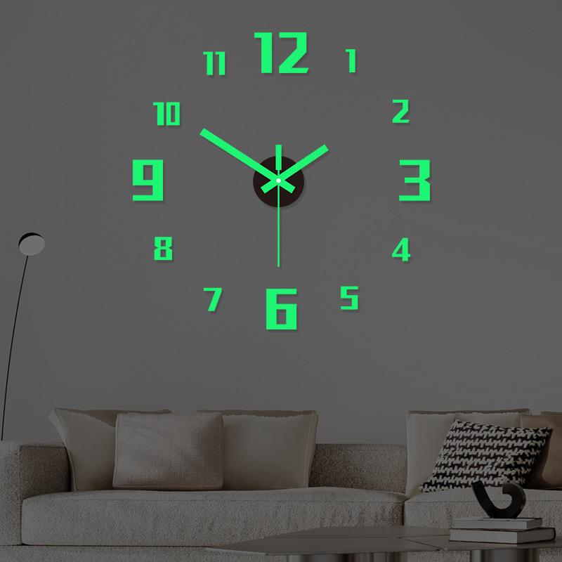 Nordische Minimalistische Kreative Acryl Leuchtende Wanduhr DIY, Leise Uhr für Wohnzimmer und Schlafzimmer, Spiegel Wandaufkleber Dekorative Uhr