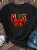 Graphic TShirt Print with Bow Snowflakes Soft Short Sleeve Casual Top Short Sleeve Round Neck Tee Luxus Marken Graphic Tees