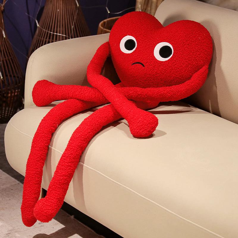 Ins Sofa Cute Red Heart-shaped Pillow Bedroom Headboard Living Room Niche Plush Wedding Cushion Heart-shaped Pillow Ornament