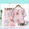 Cartoon Dinosaur Kids Sleepwear Set With Breathable Cotton Silk For Summer Comfort