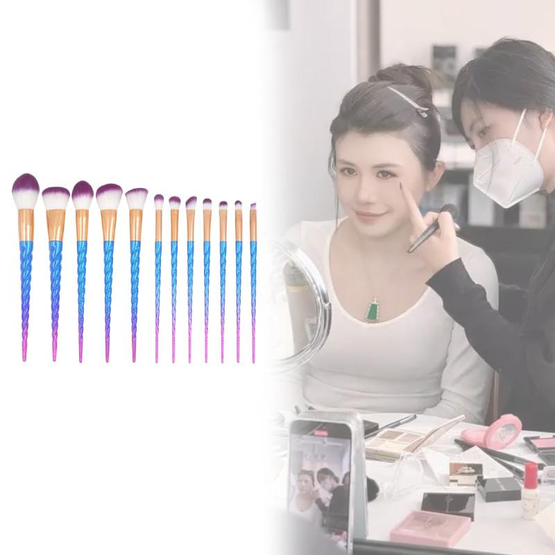 Pattern Spiral Mermaid 12 Piece Makeup Brush Collection Long Supplies Handles
