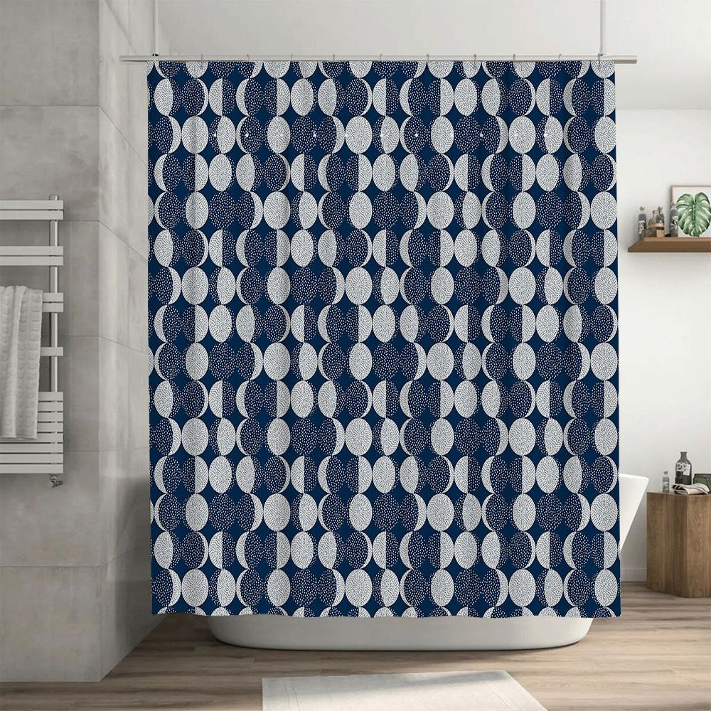 Modern Geometric Shower Curtain Waterproof Bathroom Decor Farmhouse Backdrop Nature Pattern Fabric Liner Vintage Style