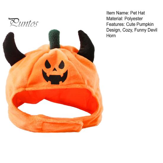 Comfortable Festive Outfit for Puppies Pet Halloween Pumpkin Hat, Funny Devil Horn Cat Plush Cozy Cute Spooky Festival Celebration Hat Cats