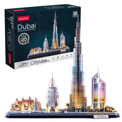 Cubic Fan 3D Puzzle Craft Kit, No Glue or Tools Required, Dubai (with LED) L523h