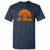 St Louis MO Retro Skyline Sunset - Home State Pride Summer T Shirt - Navy