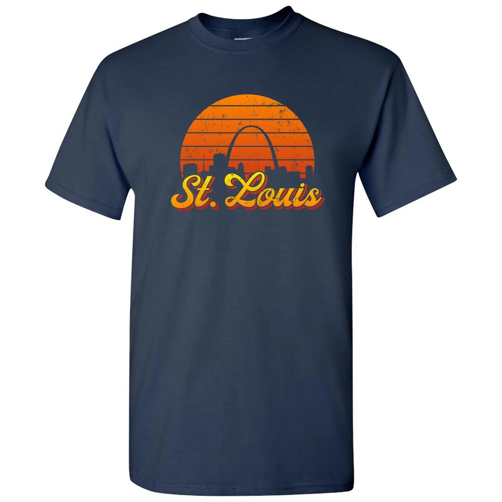 St Louis MO Retro Skyline Sunset - Home State Pride Summer T Shirt - Navy 3XL