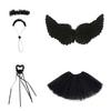 Yousheng 1 Set Angel Goose Outfit, Porch Goose Angel Devil Costume, Feather Wings Skirt Headband Wand Set, Fits Porch Goose Statue for Home Yard Lawn