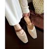 Holiday style retro hand-woven bag head mop outside women's word with middle heel bag head cool slippers soft